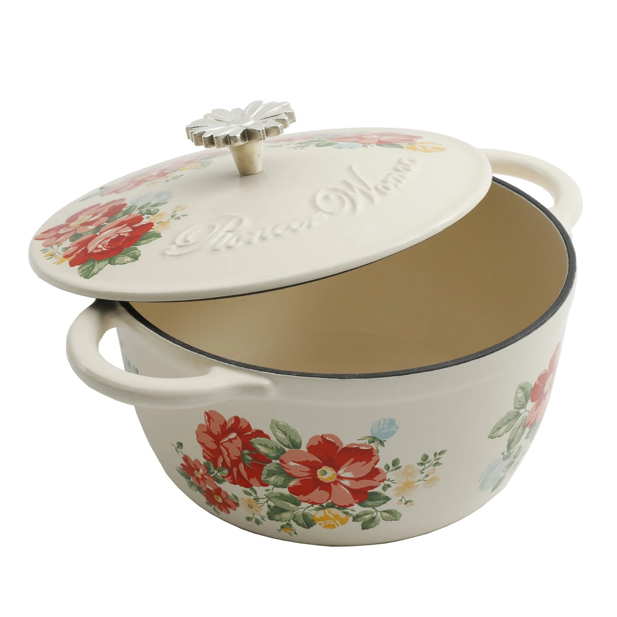 The Pioneer Woman Vintage Floral Enameled Cast Iron 3-Quart Dutch Oven The Pioneer Woman Vintage Floral Enameled Cast Iron 3-Quart Dutch Oven